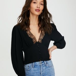 Aritzia Wilfred Black Romance Me Blouse XS